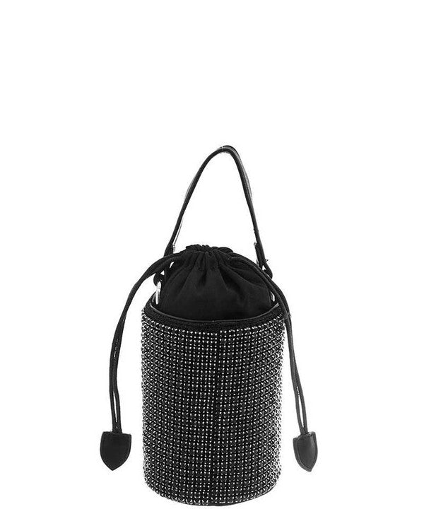 Rhinestone Cylinder Drawstring CrossbodyBag