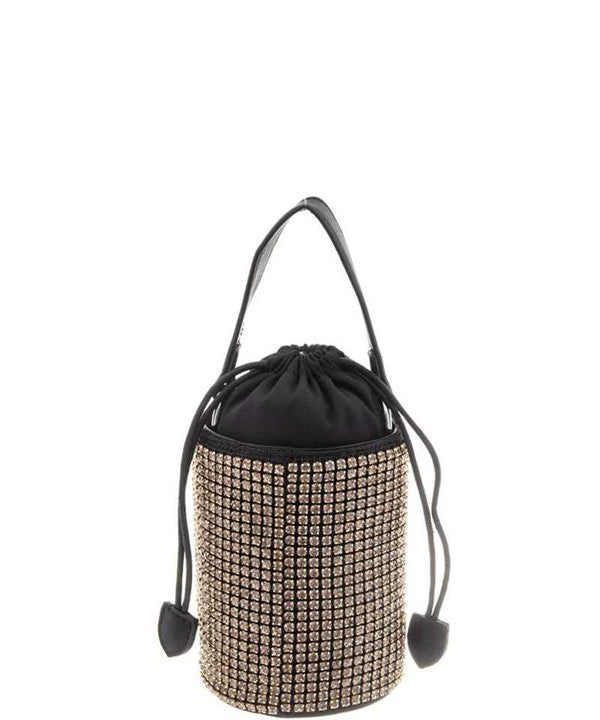 Rhinestone Cylinder Drawstring CrossbodyBag