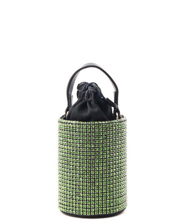 Rhinestone Cylinder Drawstring CrossbodyBag