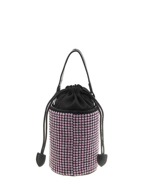 Rhinestone Cylinder Drawstring CrossbodyBag