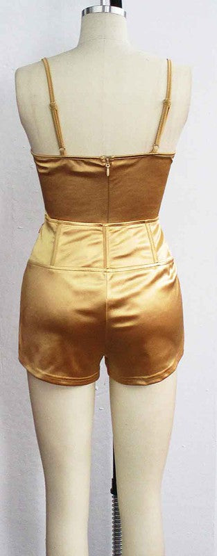 STRETCHY TWO PIECE SATIN SET