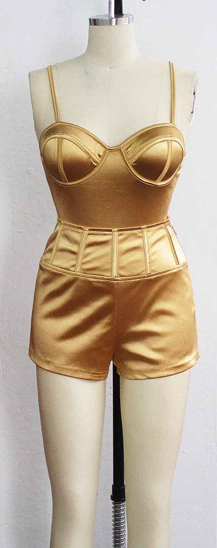 STRETCHY TWO PIECE SATIN SET