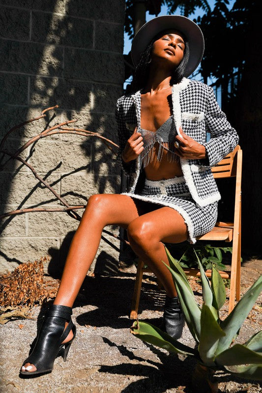 TWEED SKIRT WITH JACKET SET