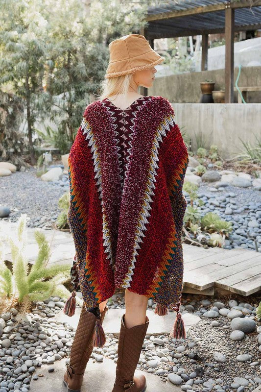 Colorful Crochet Patterned Ruana
