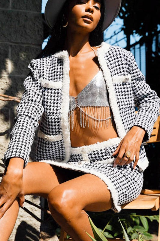 TWEED SKIRT WITH JACKET SET
