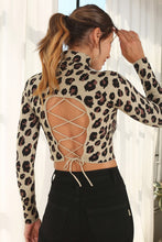 Load image into Gallery viewer, Mock neck lace up open back top
