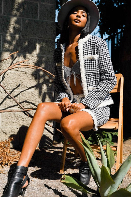 TWEED SKIRT WITH JACKET SET