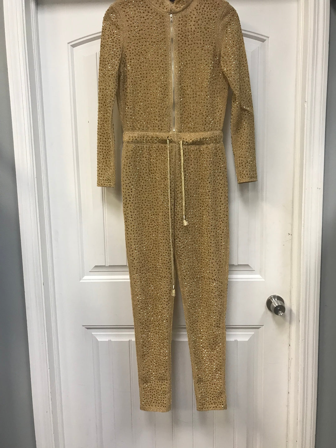 Gold Sequined Zipped Jumpsuit