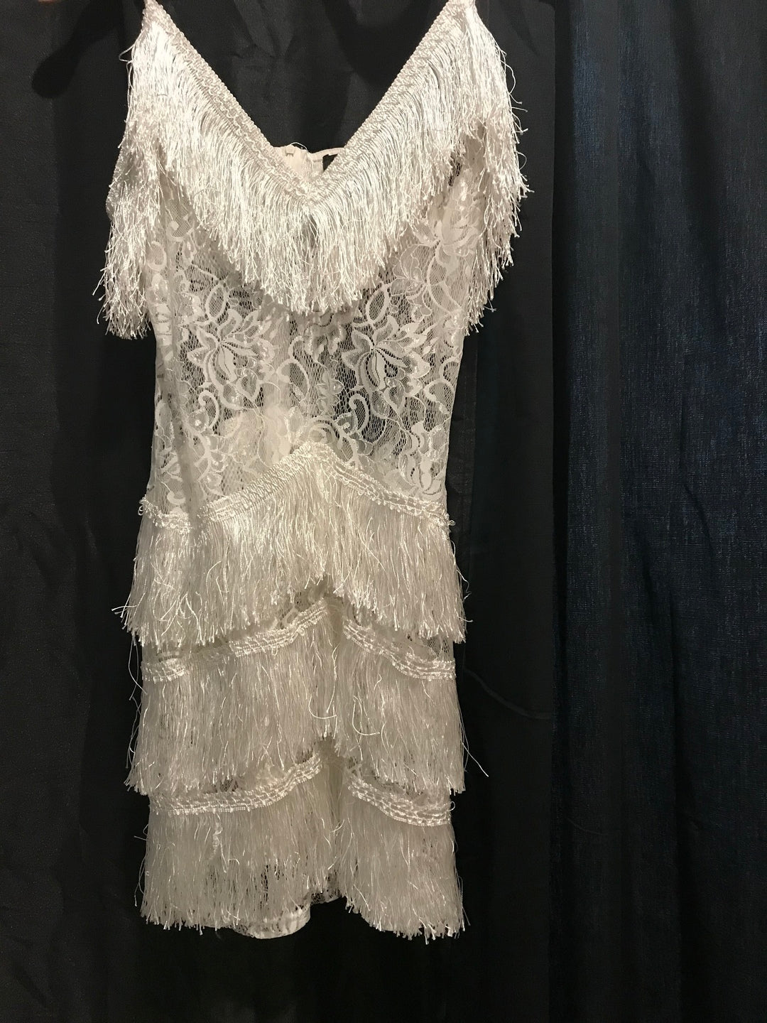 White Fringe Mini Dress