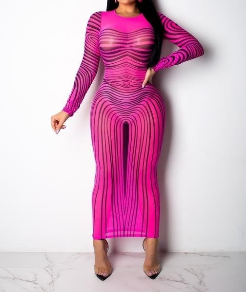 Mesh Line Design Dress