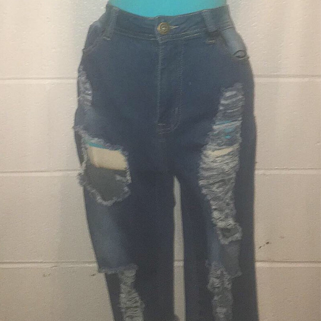 High Waisted Rip Bermuda Shorts