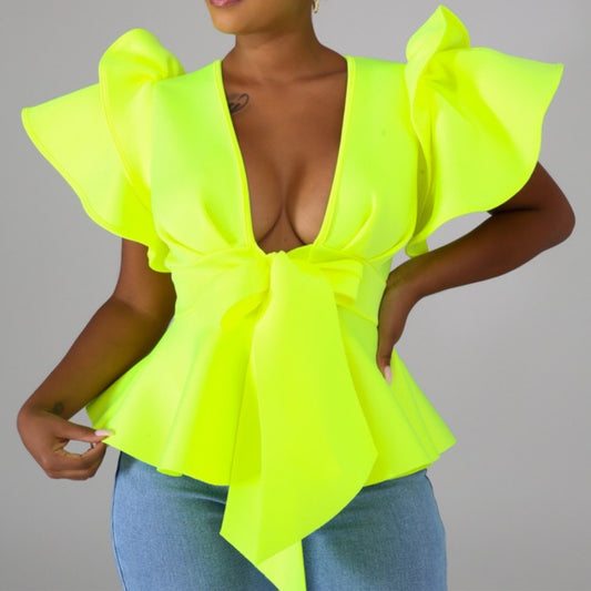 Daylight Flare Tie Top Yellow
