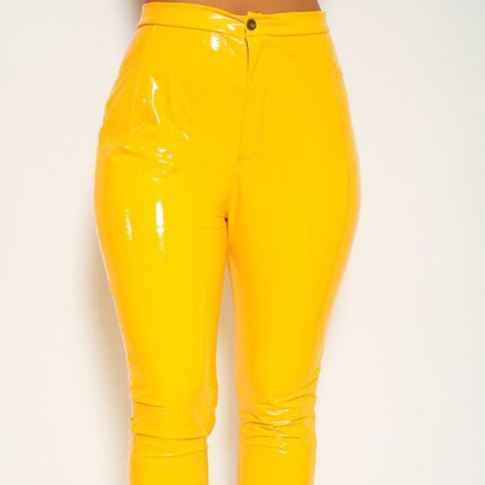 Yellow Leather Jeans