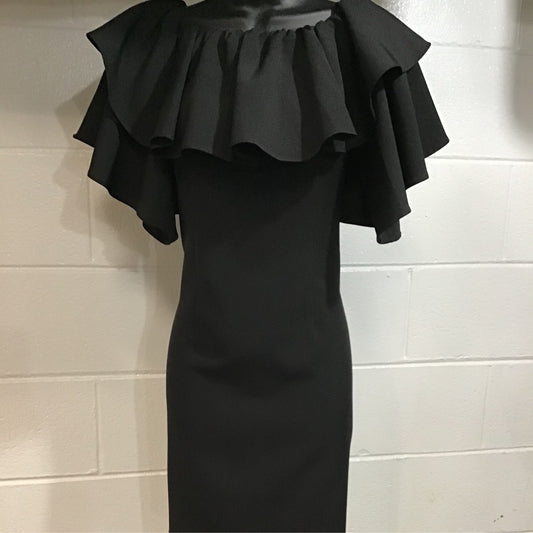 Black Off Shoulder Ruffle Dress