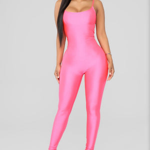 Neon Pink Solid Jumpsuit