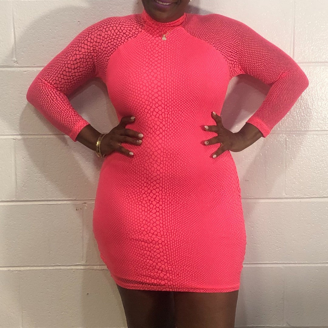Crocodile Print Neon Dress Pink – Vivi'd Boutique & Vivi'd Hair