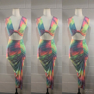 2 Piece Rainbow Skirt Set