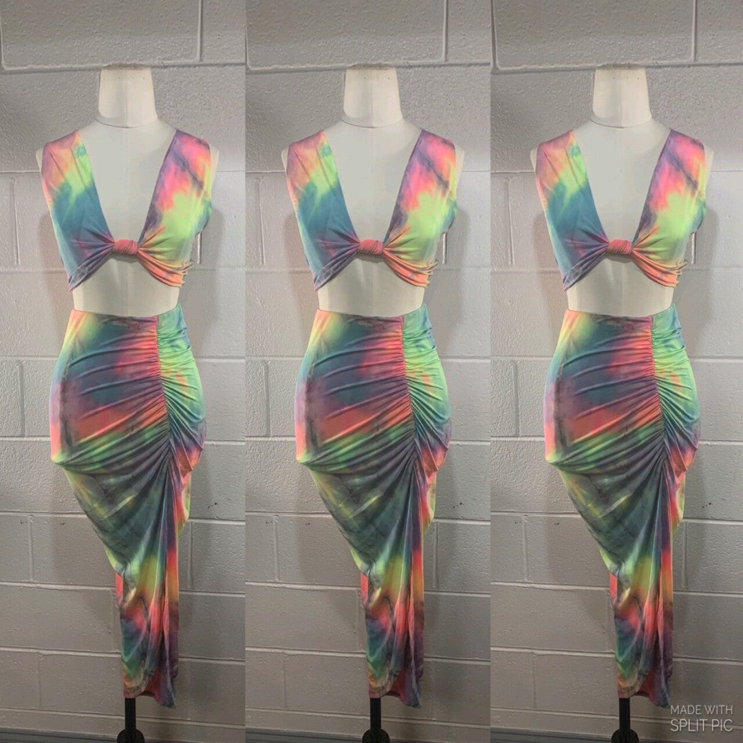 2 Piece Rainbow Skirt Set