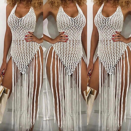 White Fringe Down Cover Up