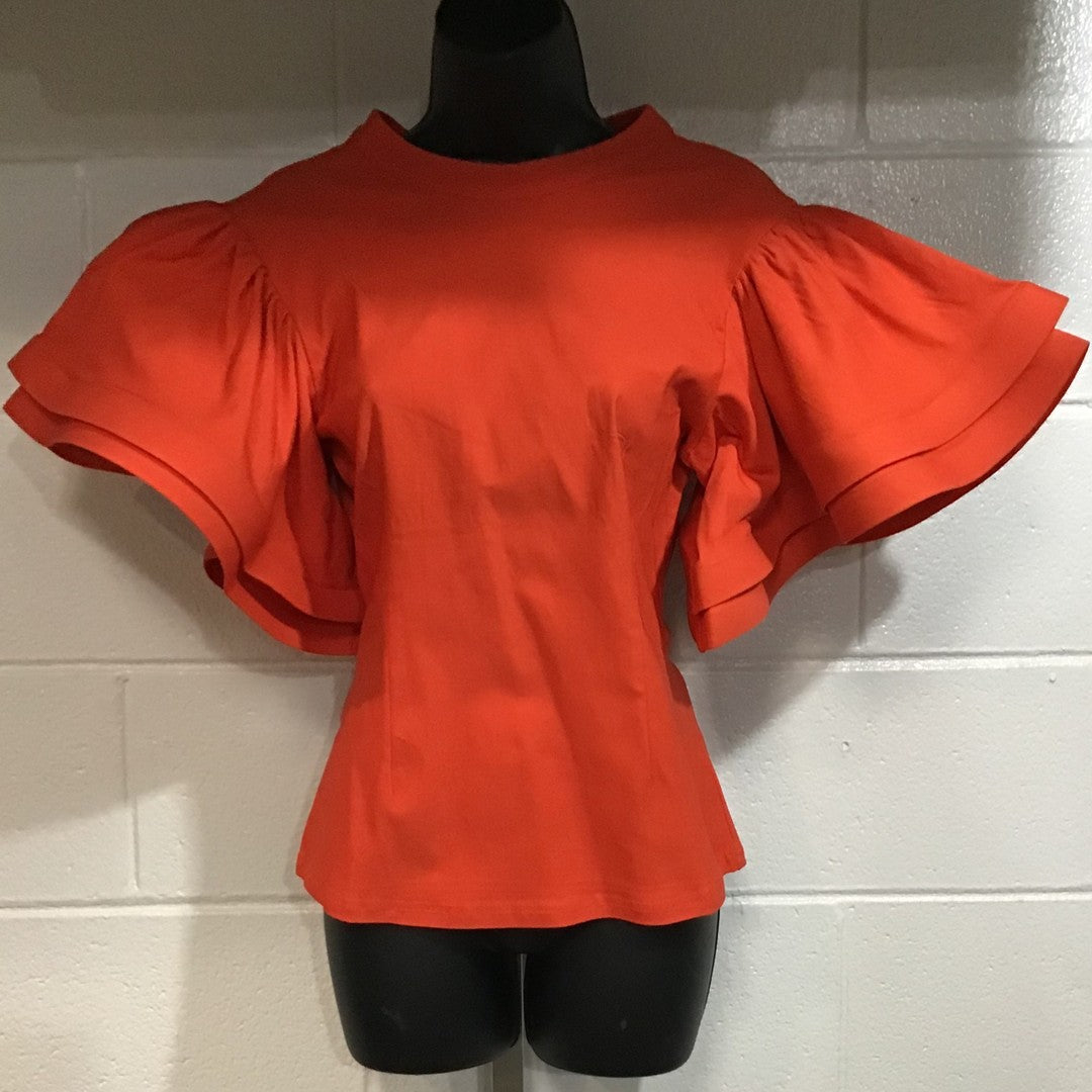 Ruffle Sleeve Fitted Top