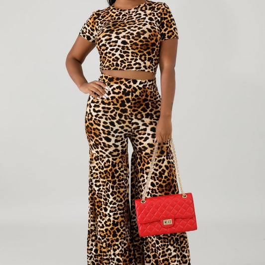 Cheetah Palazzo Pants Set