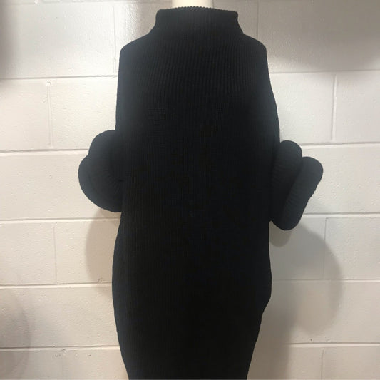 Black Cable Sleeve  Knit Dress
