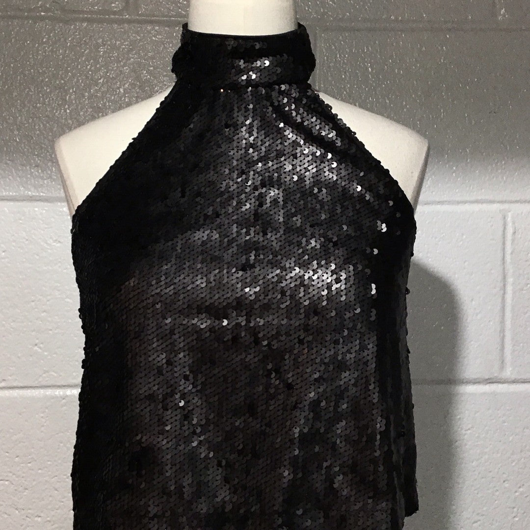 Celebrity Black Sequin Halter Top