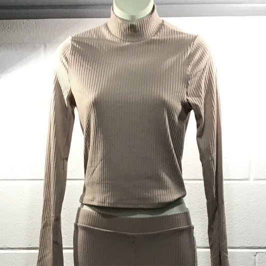 Mock Neck Tan Two -Piece  Set