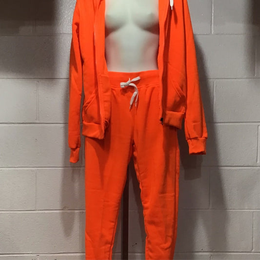 Orange Fleece Jogger Set