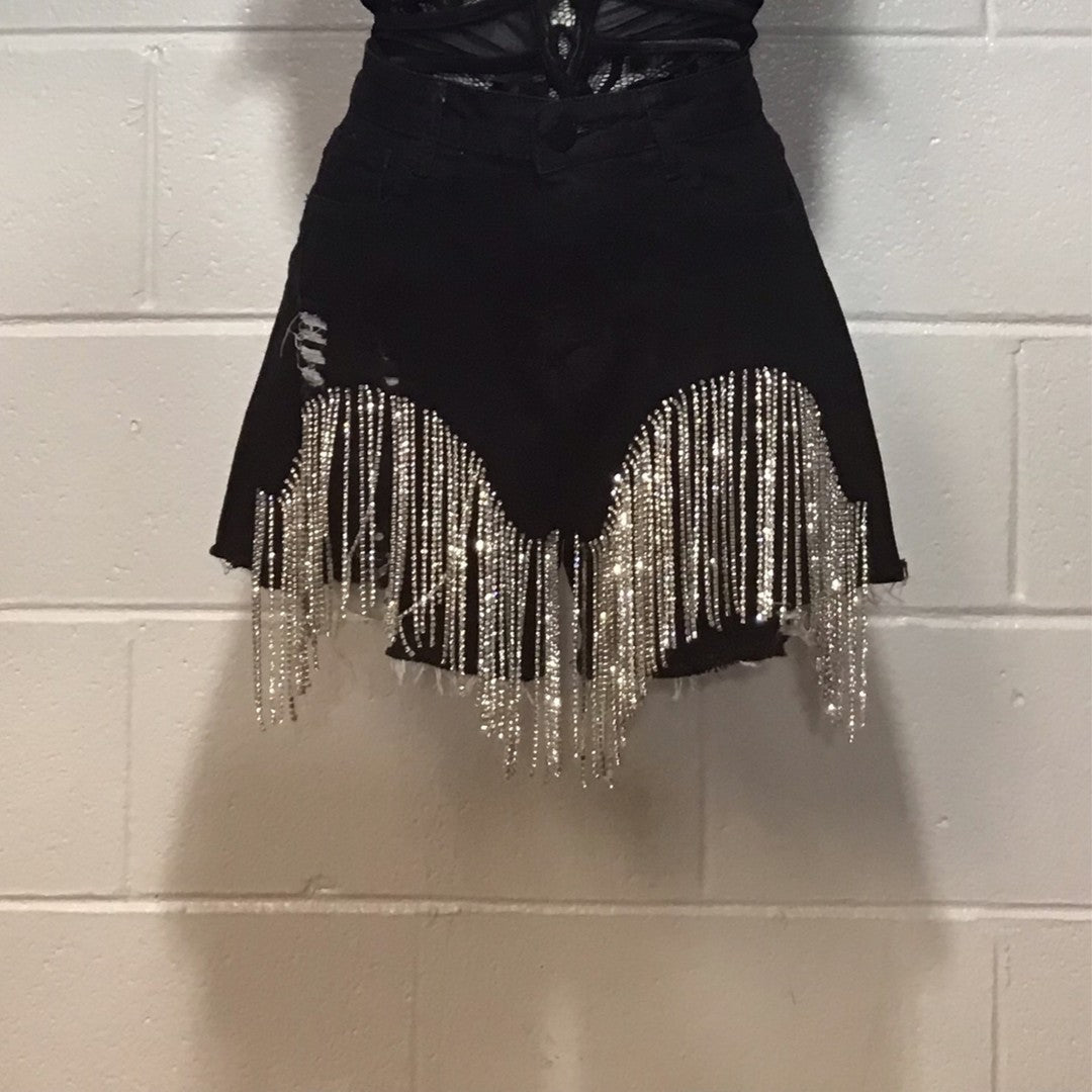Diamond Denim Shorts