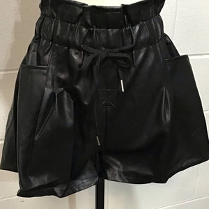 Black Faux Leather Shorts