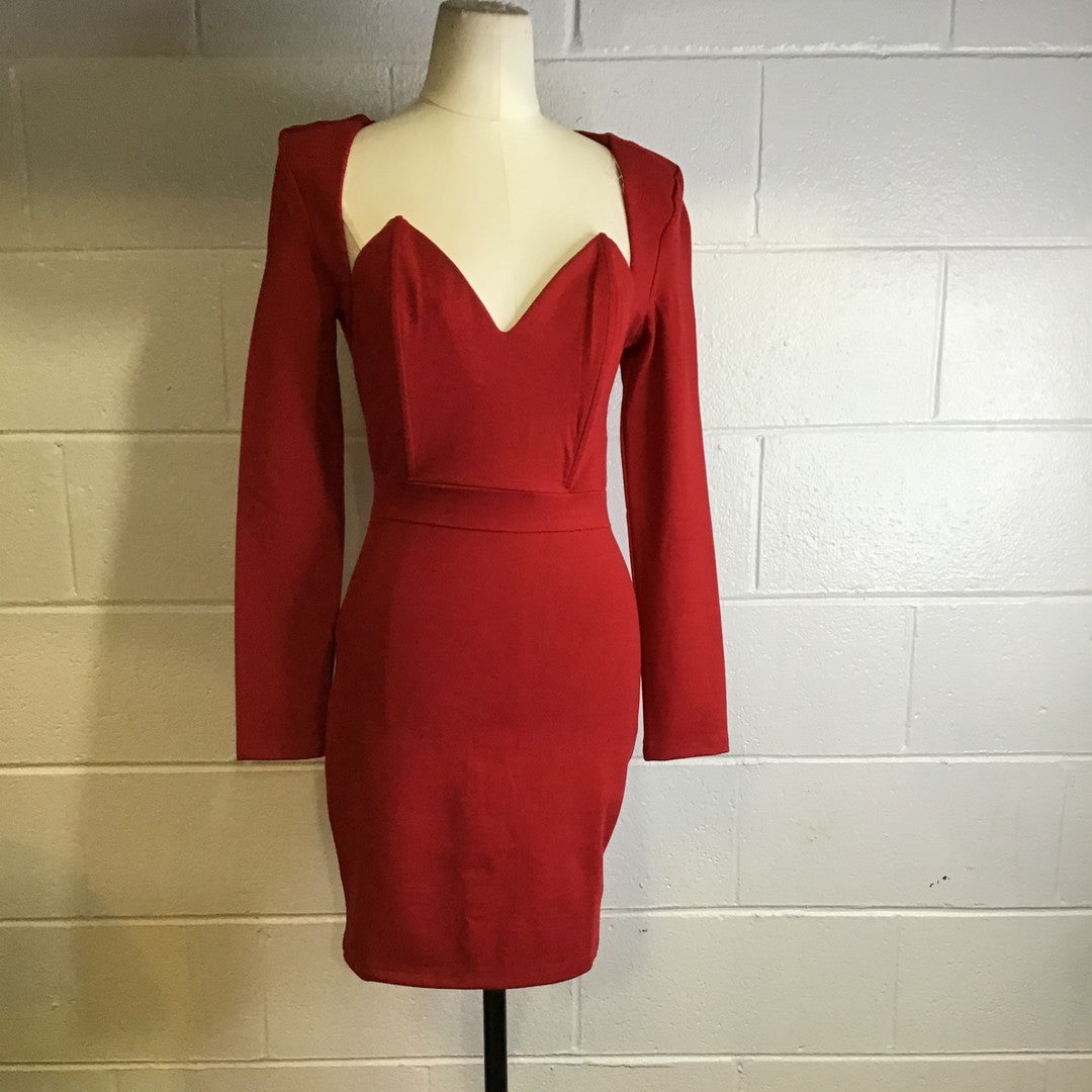 Long Sleeve Mini V-Wire Dress
