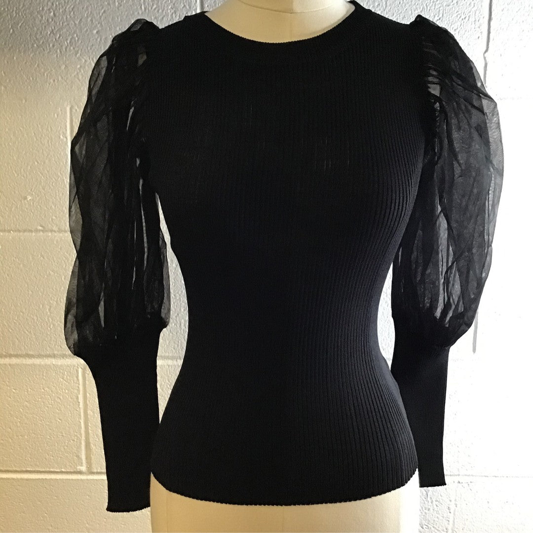 Black Sheer Sleeves Top