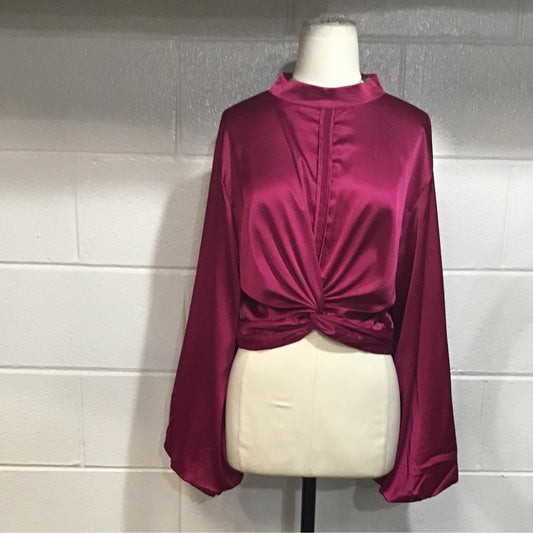 Maroon Puff Sleeve Blouse