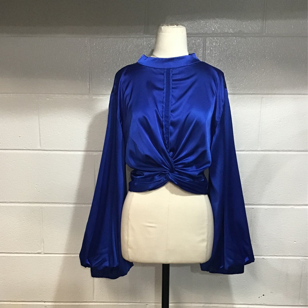 Royal Blue Puff Sleeve Blouse