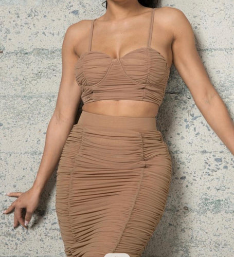 Nude 2 Piece Skirt Set