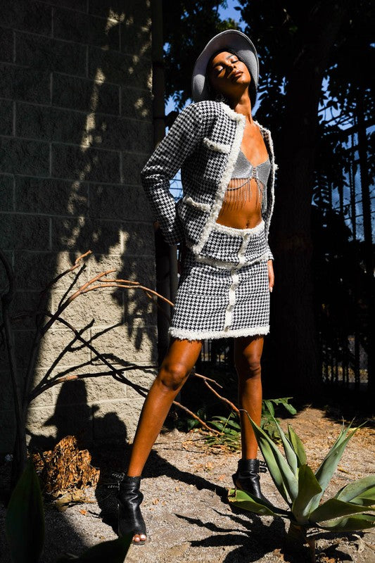 TWEED SKIRT WITH JACKET SET