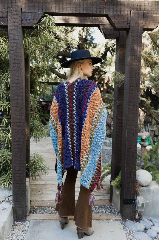 Colorful Crochet Patterned Ruana