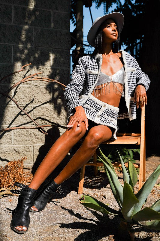 TWEED SKIRT WITH JACKET SET