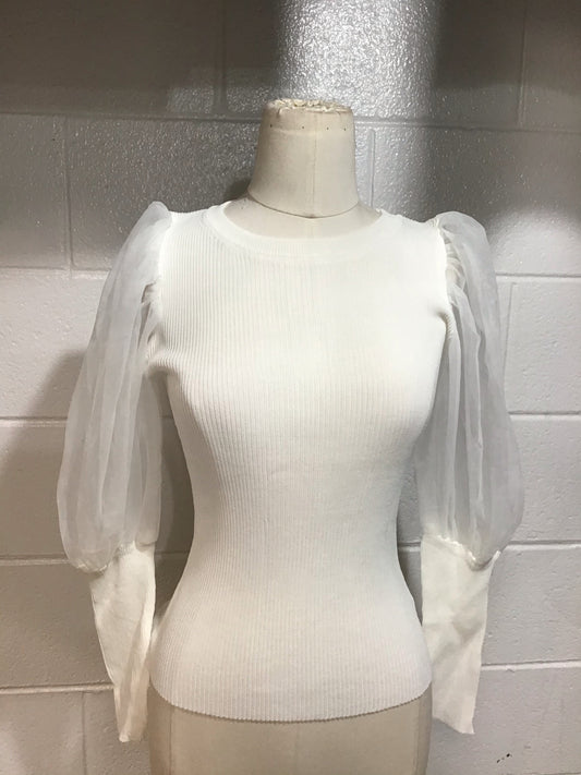 White Sheer Sleeves Top