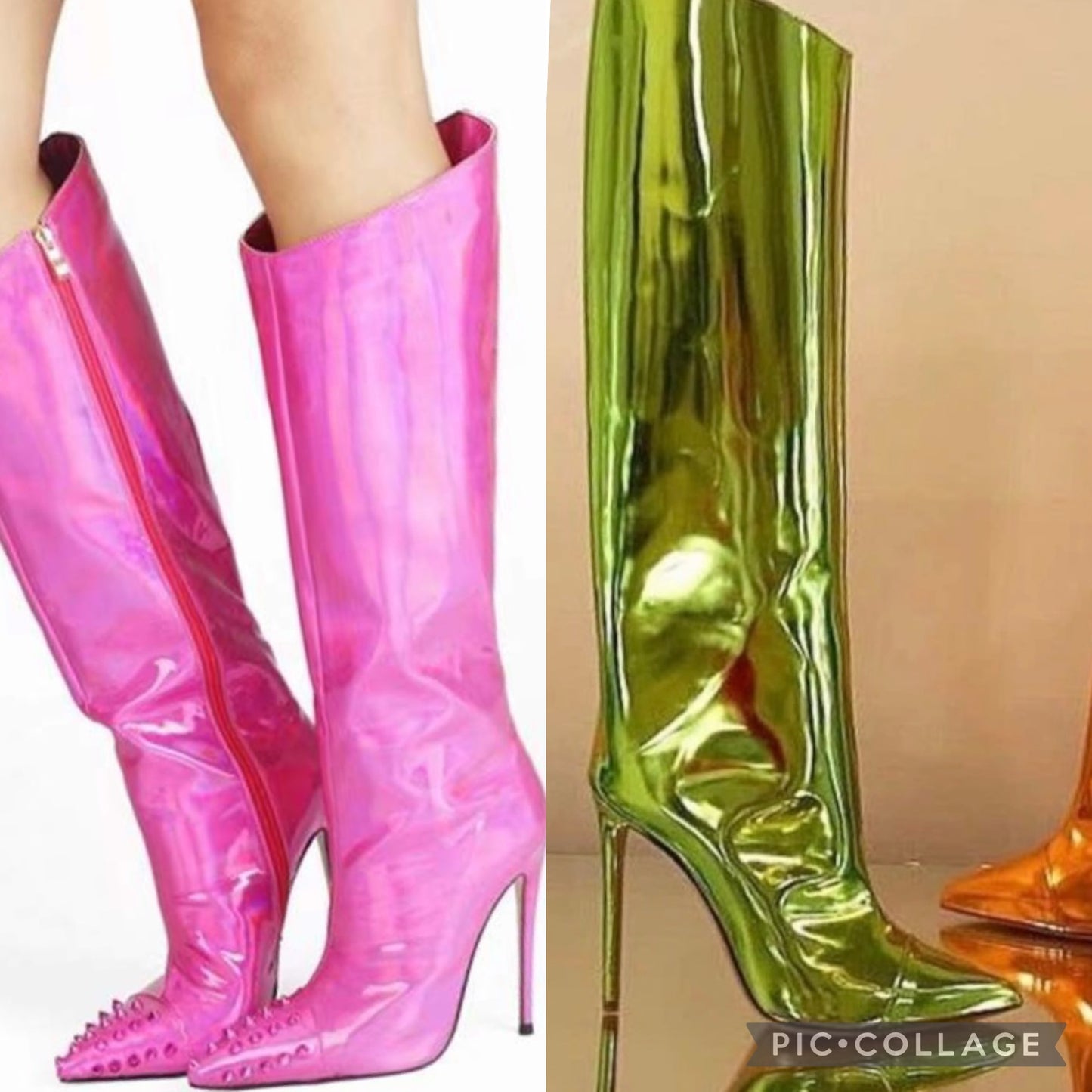 Metallic Knee High Boots
