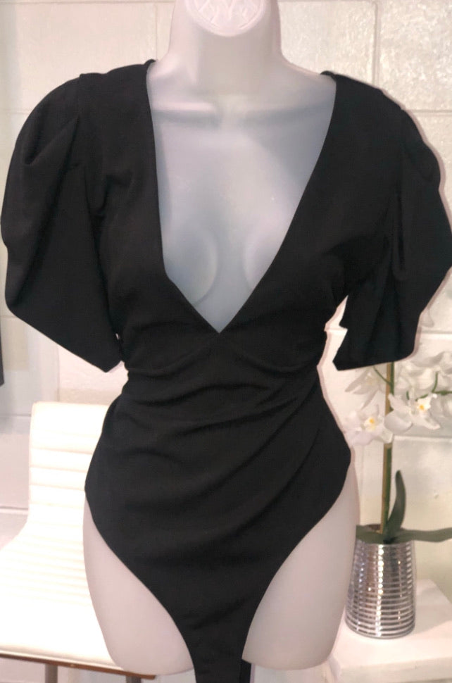 Black Bodysuit Puff Sleves