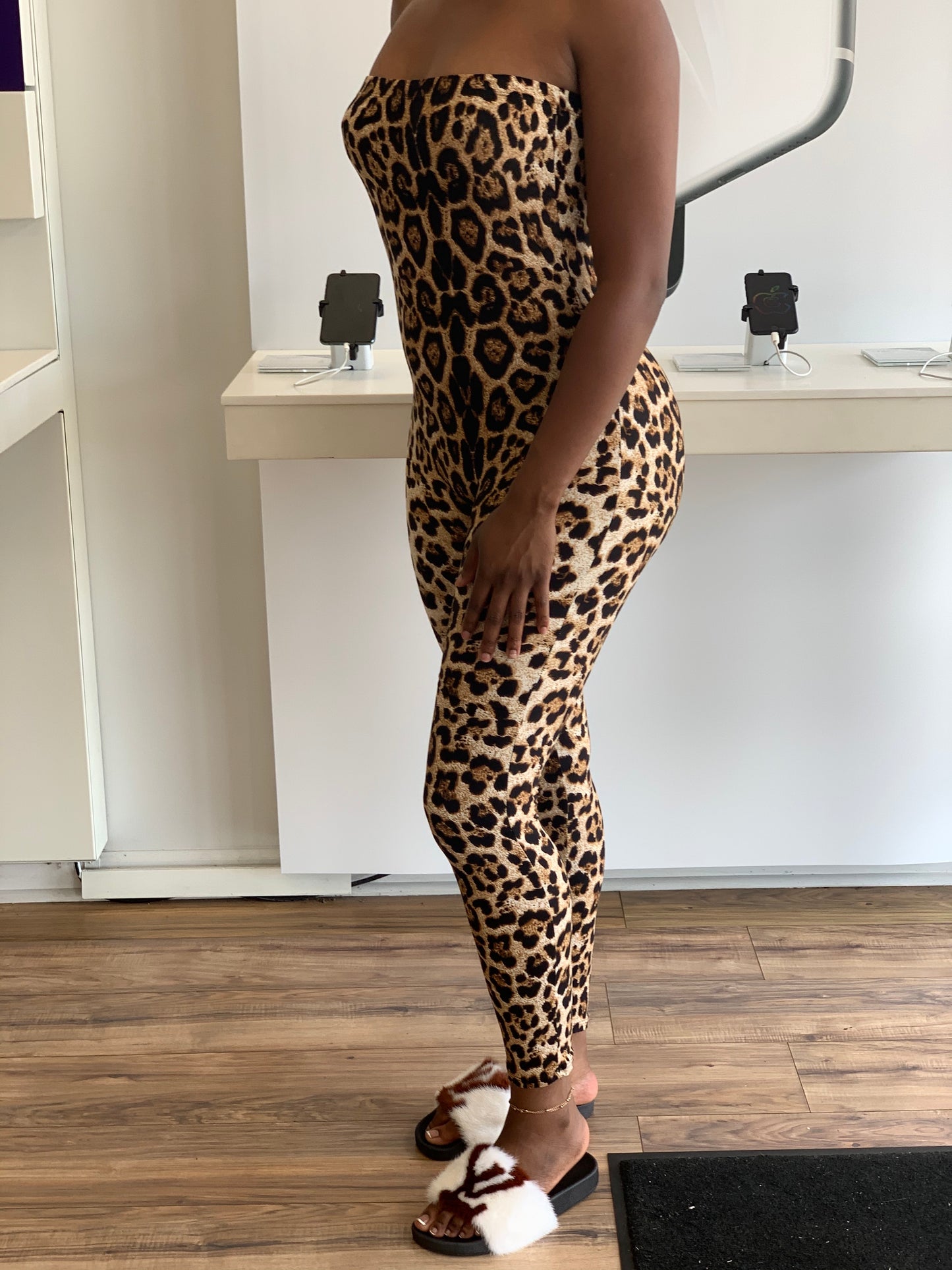 Cheetah Print Tube Jumpsuit
