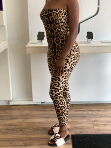 Cheetah Print Tube Jumpsuit