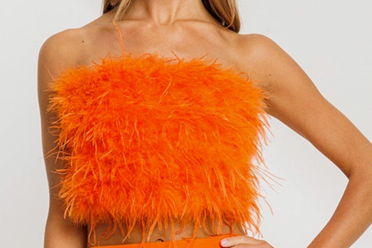 Orange Feather Me Top
