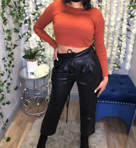 Pumpkin Spice Open Back Crop Top