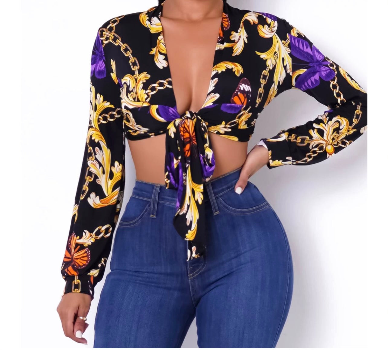 Chain Me Up Crop Blouse