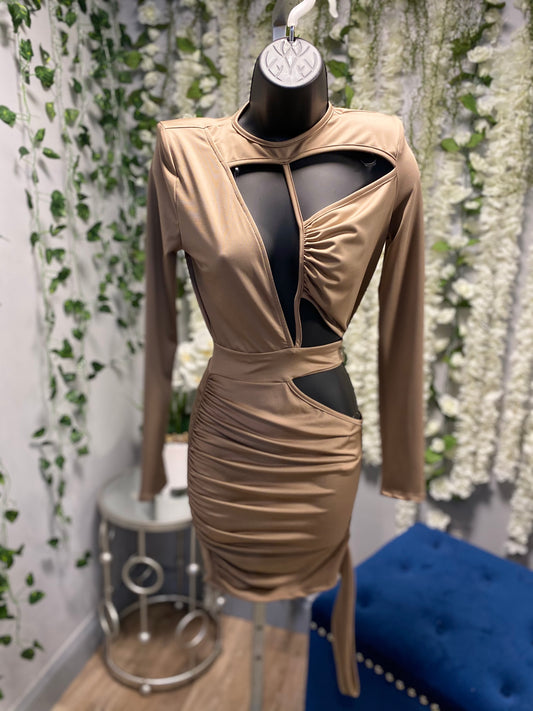 Who Gone Check Me Dress Taupe