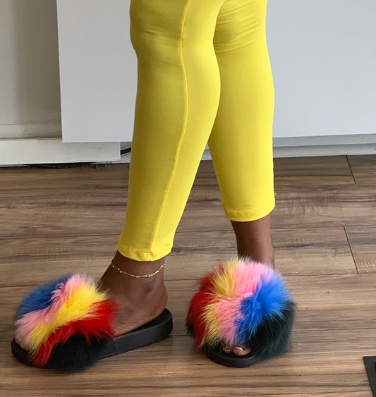 Multi Color Fur Slides