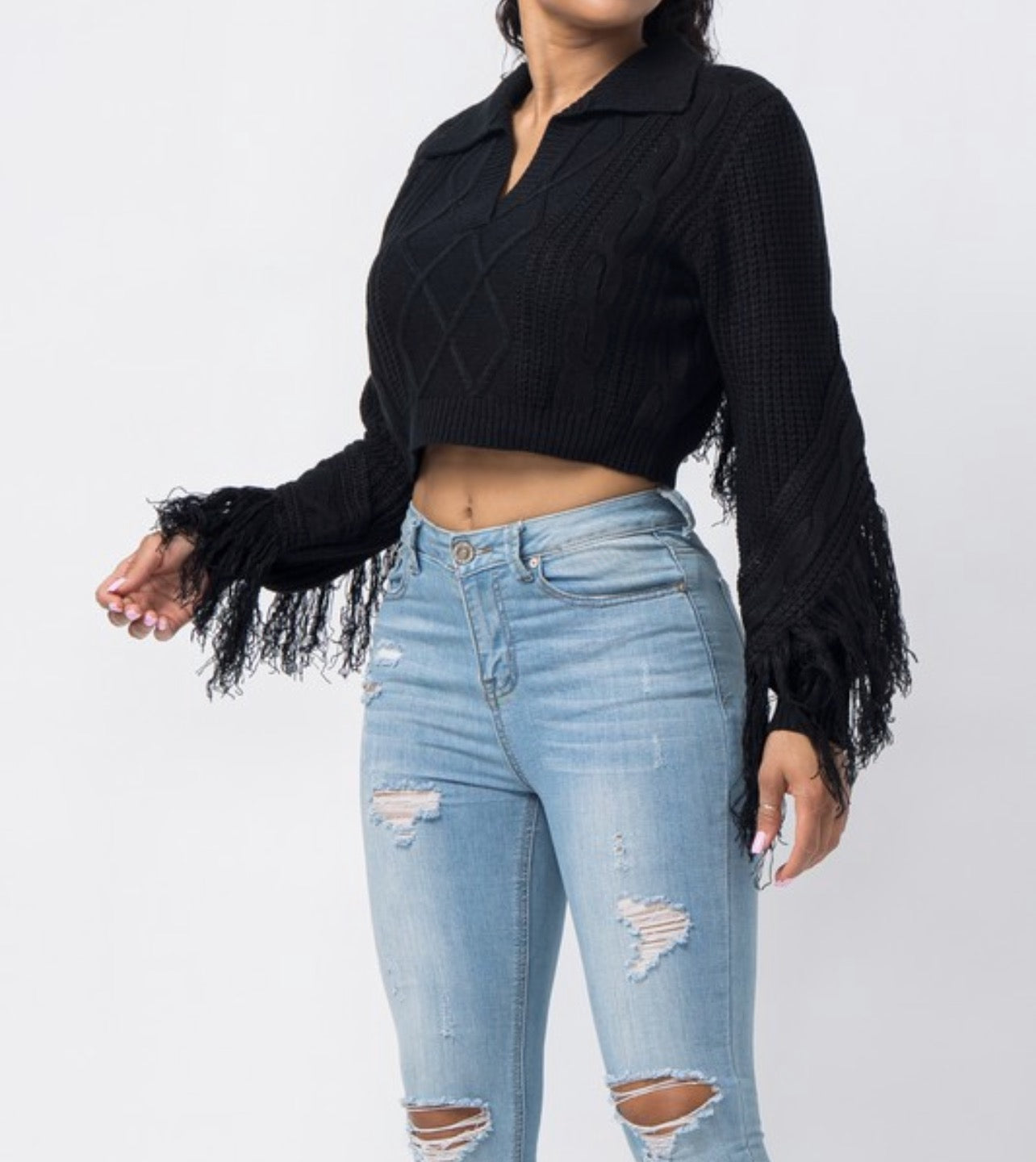 Collar Fringe Top